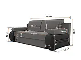 М'який розкладний прямий диван Gloria (графіт/сірий світлий), фото 8