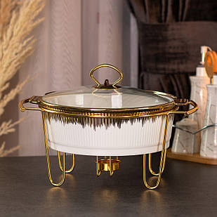 Марміт настільний круглий 1 л з підігрівом на підставці