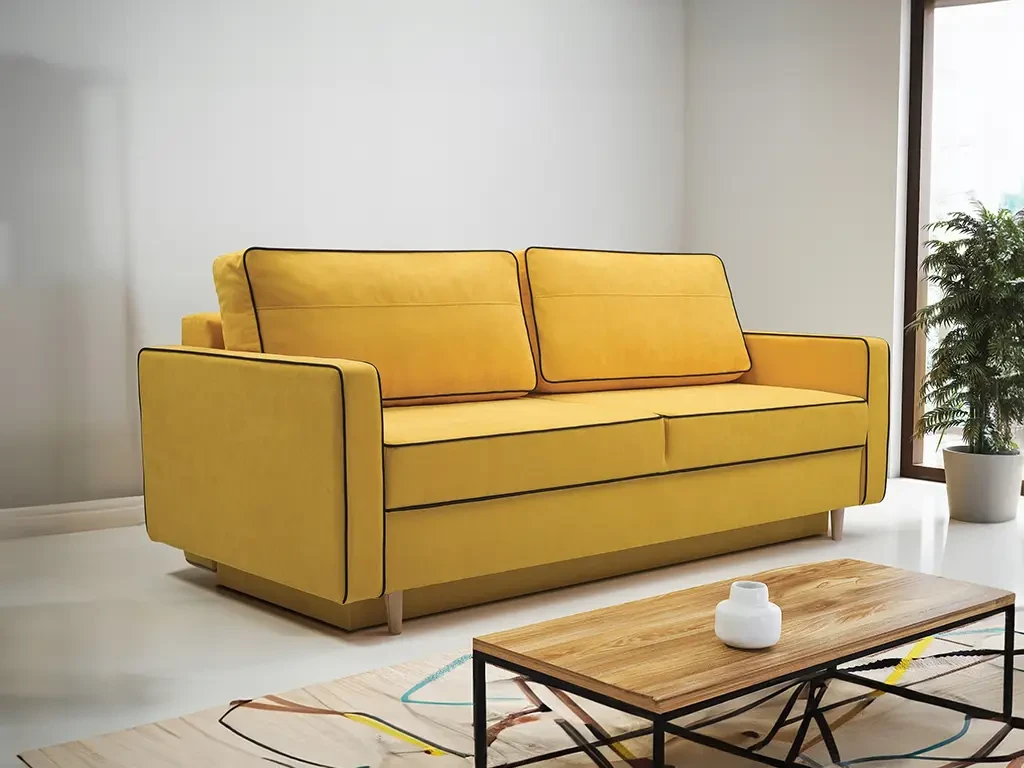 М'який розкладний прямий диван Fasta (жовтий), фото 1