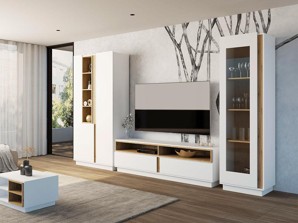 Меблева стінка у вітальню Grey (білий/ дуб Артизан), фото 1