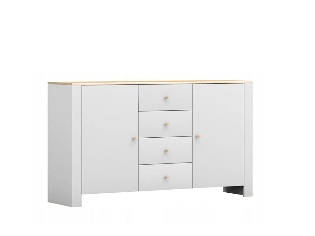 Комод для вітальні Agawa 2D4S 06 (білий/ дуб Гікорі), фото 1