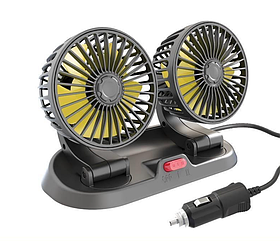Автомобільний вентилятор подвійний 12V з табличкою номера телефону