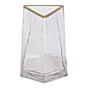 Скляна ваза для квітів, декоративний трикутник із золотою облямівкою, 16 см HP-1709