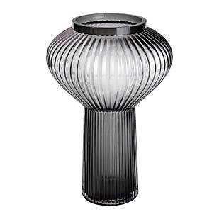 Скляна ваза 30 см сіра HP-1718