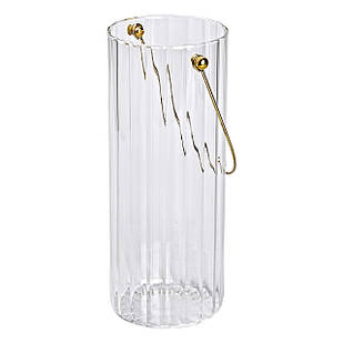 Декоративна скляна ваза для квітів з ручкою 29 см HP-1726