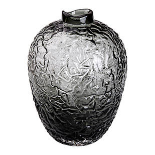 Ваза для квітів зі скла, декоративна кругла, 30 см, сіра HP-1731