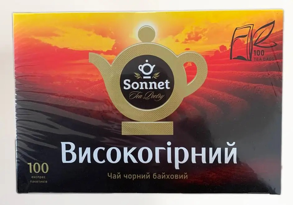 Чай Sonnet Високогірний чорний пакетований байховий 100 пакетиків