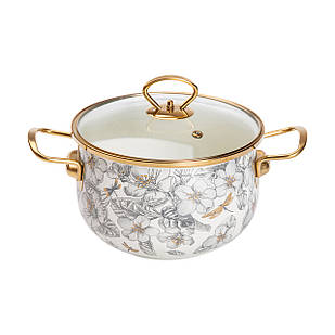 Емальована каструля об'ємом 3,5 л для газових, електричних та індукційних плит HP-2-106