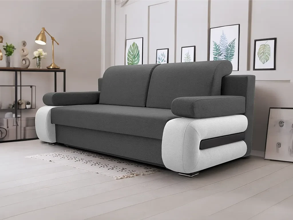 М'який розкладний прямий диван Gloria (графіт/сірий світлий), фото 1