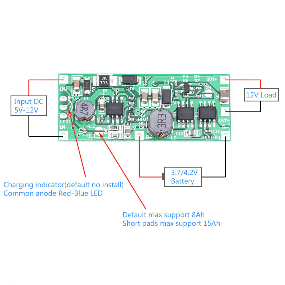 Модуль зарядний DC 12V Charging Step Up Booster Module for 18650 Lithium Battery UPS
