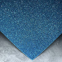 Фоаміран з глітером 2 мм, розмір 20*30 см, колір -темно-блакитний, 1 шт, Блакитний