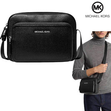 Чоловіча шкіряна сумка Michael Kors Cooper Pebbled Leather Utility Crossbody Bag (чорна) ОРИГІНАЛ