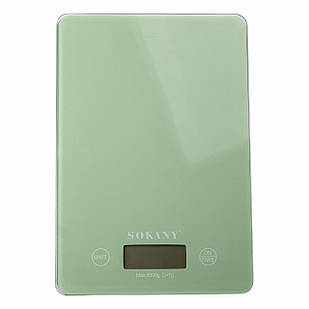 Ваги для кухні Sokany до 5 кг електронні на батарейках Зелені Lugi SK-19027GR