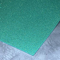 Фоаміран з глітером 2 мм, розмір 20*30 см, колір -світло-зелений, 1 шт, Світло-зелений