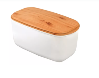 Контейнер для хліба з бамбуковою кришкою, білий