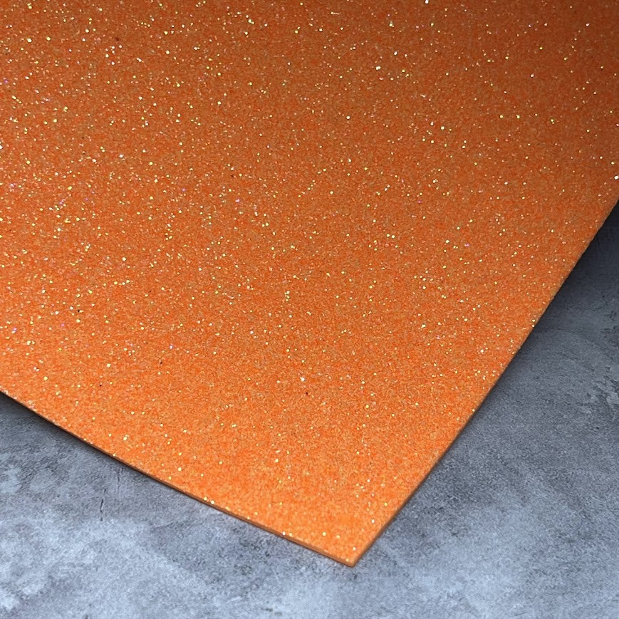 Фоаміран з глітером 2 мм, розмір 20*30 см, колір -помаранчевий АВ, 1 шт, Помаранчевий, фото 1