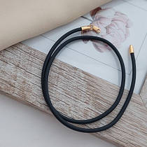 Кольє каучукове чорне з позолоченою застібкою 55 см