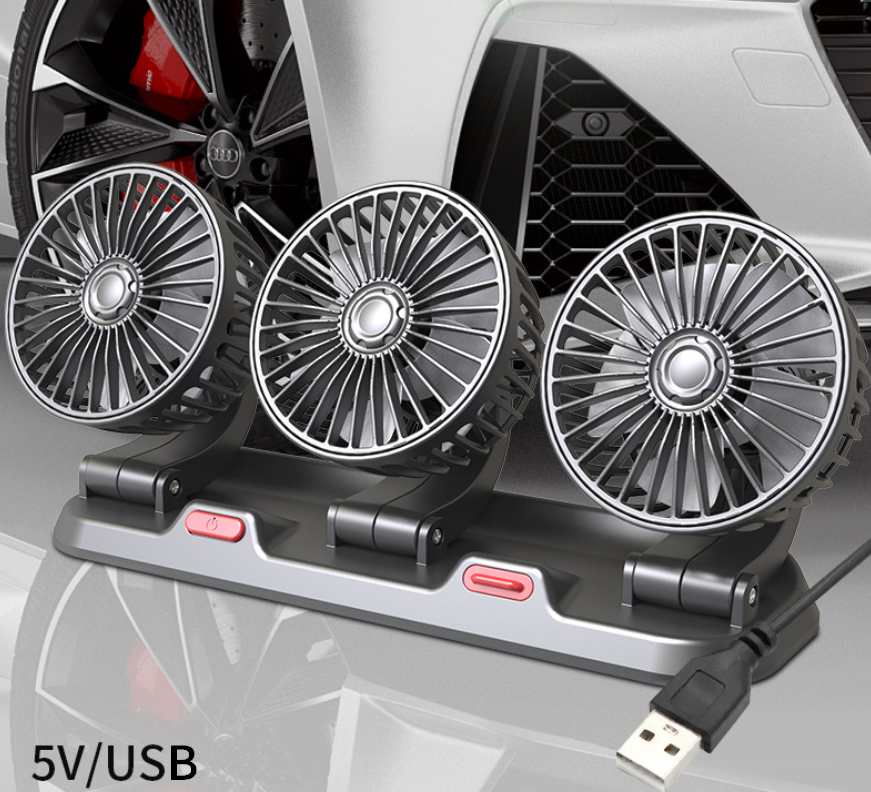 Автомобільний вентилятор потрійний 5V USB з табличкою номера телефону