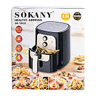 Аерофритюрниця SOKANY SK-10025 електрична на 6.5 літрів, 1400 Вт чорна, фото 10