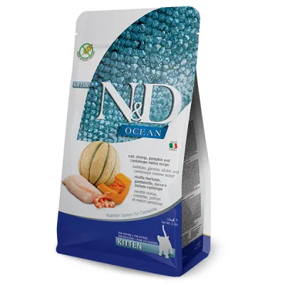 Сухий корм для кошенят Farmina (Фарміна) N&D Grain Free Ocean Kitten з тріскою, гарбузом та динею 1.5 кг