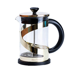 Чайник прозорий заварювальний з френч пресом 800 мл  Золотий HP33540PGL