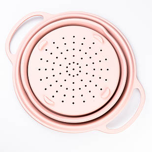 Друшляк силіконовий складаний з ручками 2.6 л Рожевий HP34544P