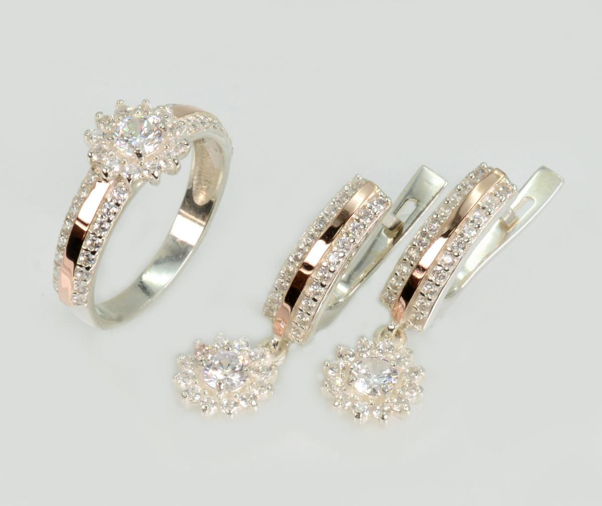 Срібний набір з золотими пластинами, фото 1