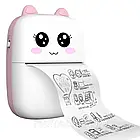 Міні принтер з Bluetooth та термодруком, Рожевий + Рулон термопаперу / Дитячий термопринтер для телефону, фото 4