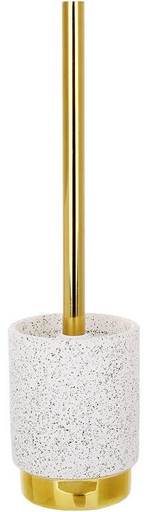 Йоржик для туалету з керамічною підставкою "White Granite & Gold" 32см
