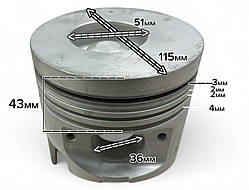 Поршень 115 мм на двигун 4HG1T D-36 мм (порш.палець) 8-97183-666-0