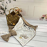 Демісезонний конверт для новонароджених, ангора коса кавовий, фото 2