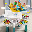 Ігровий двосторонній столик з конструктором 105 деталей стільчиком для дітей Меблі для творчості для дитячого куточка, фото 4