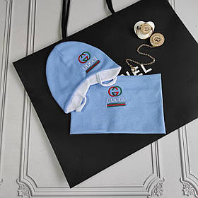 Демісезонна шапка для новонароджених, набір зі снудом