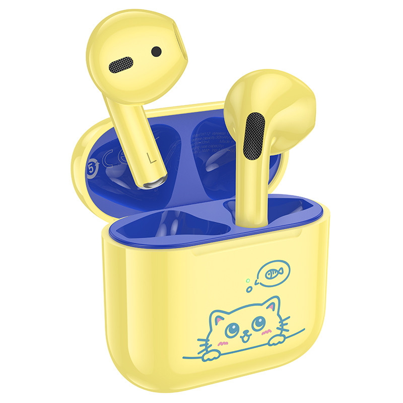 Дитячі безпровідні навушники в кейсі HOCO EW112 |200mAh, BTV5.4| Жовтий, фото 1