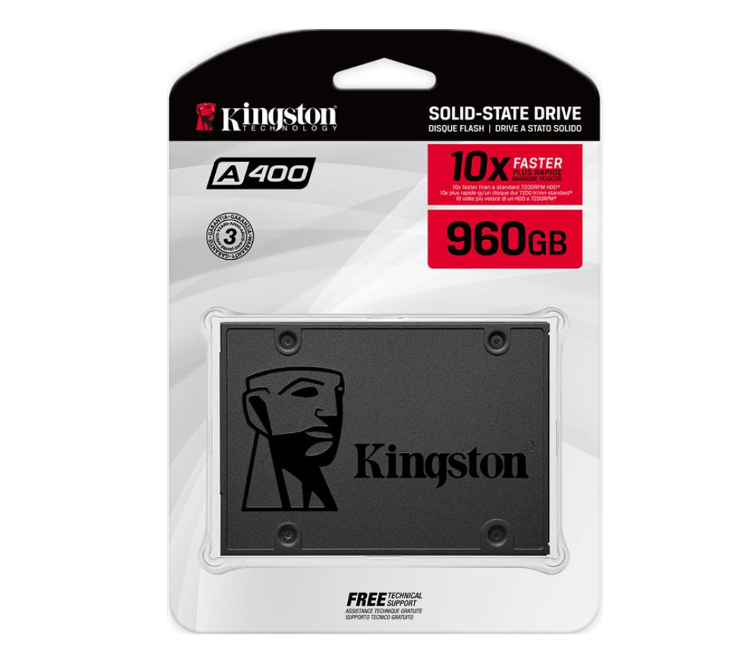 Твердотільний накопичувач 960Gb, Kingston SSDNow A400, SATA3, 2.5", TLC, 500/450 MB/s (SA400S37/960G)