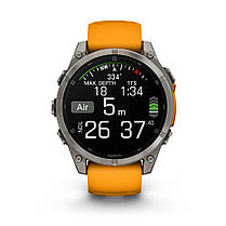 Garmin Fenix 8 смарт-годинник Amoled 51 мм Sapphire Titanium with Spark Orange Silicone Band 010-02905-11, фото 3