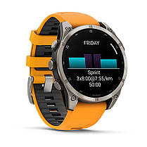 Garmin Fenix 8 смарт-годинник Amoled 51 мм Sapphire Titanium with Spark Orange Silicone Band 010-02905-11, фото 4