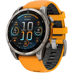 Garmin Fenix ​​8 смарт-годинник Amoled 47 мм Sapphire Titanium with Orange and Graphite Silicone Band 010-02904-11