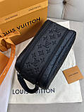 Несесер чорний шкіряний Louis Vuitton Dopp Kit Monogram Shadow якість преміум, фото 4
