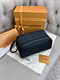 Несесер чорний шкіряний Louis Vuitton Dopp Kit Monogram Shadow якість преміум, фото 3