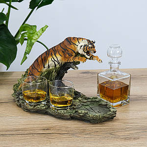Штоф Тигр у стрибку подарунковий набір для алкоголю 43 см Гранд Презент ШП415 цв