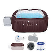 Надувний джакузі Bestway 6001U LAY-Z-SPA Maldives HydroJet Pro з додатком керування, на 7 осіб 201 x 201 x 80 см, червоне дерево