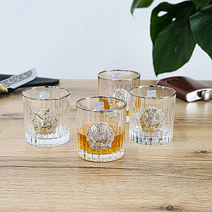 Набір для віскі "Полювання" (6 шт) платина, срібло, золото, кришталь Гранд Презент GPB6MYS2PG