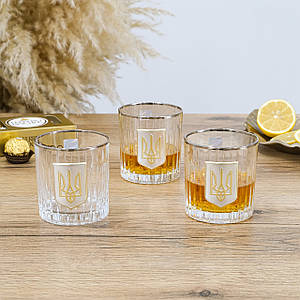 Набір стаканів "Тризуб" (6 шт) кришталь, золото, срібло Гранд Презент GPB6TRY2PG