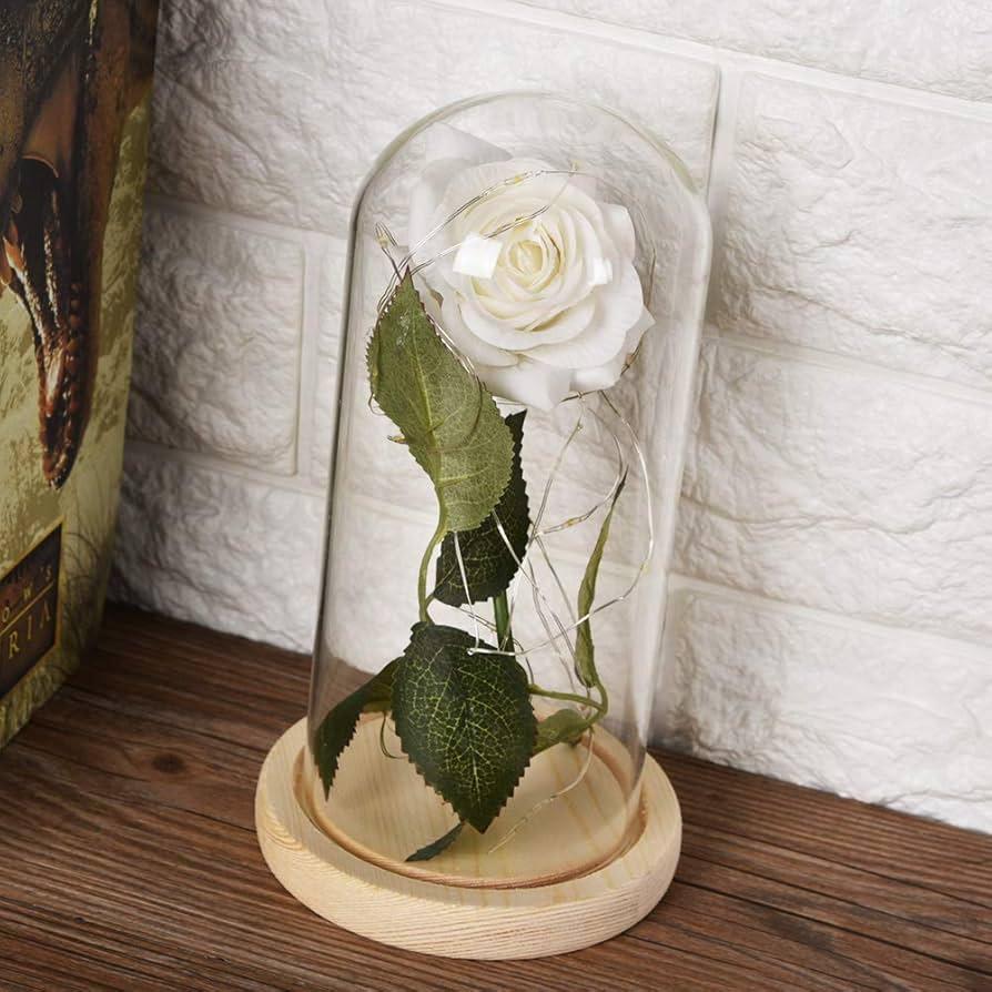 Нічник "Роза біла" у колбі LED - фото 1 - id-p2483154445