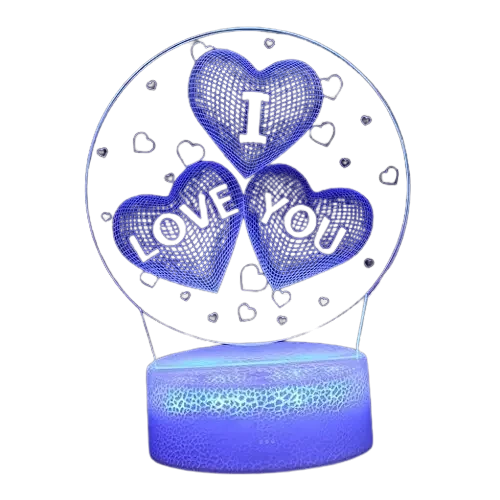 3D Нічник у формі серця з написом I Love You Приліжкова лампа LED 7 кольорів світіння