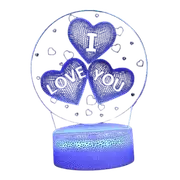 3D Нічник у формі серця з написом I Love You Приліжкова лампа LED 7 кольорів світіння