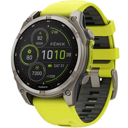 Garmin Fenix 8 Solar cмарт-часы 51 мм Sapphire Titanium Yellow and Graphite Silicone Band 010-02907-21, фото 1