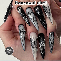 Накладні нігті 24 шт. + клей для нігтів, стилет для манікюру
