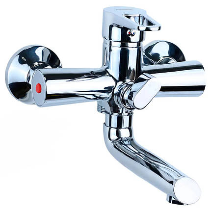 Змішувач HK Ø35 для ванни гусак прямий 150мм дивертор вбудований картріджний AQUATICA (HK-2C130C), фото 1